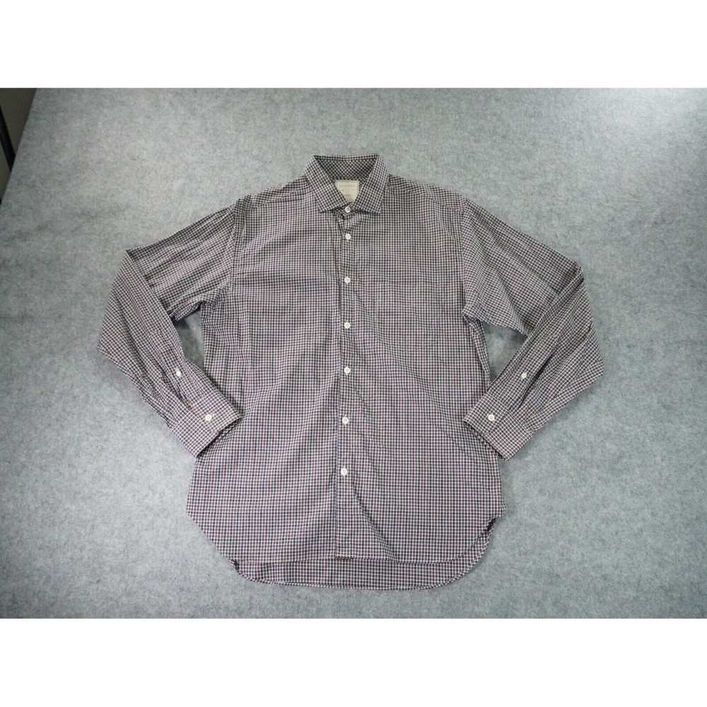 Billy Reid‎ Shirt Mens Medium Red Blue Long Sleeve Button Up Standard Cut Italy